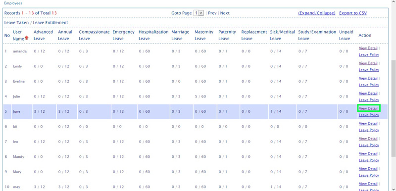 BMO e-Leave View Leave Details