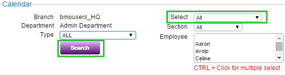 BMO e-Leave Transaction Calendar Display for Admin 3