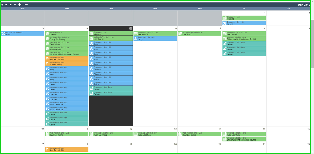 BMO e-Leave Transaction Calendar Display for Admin 3