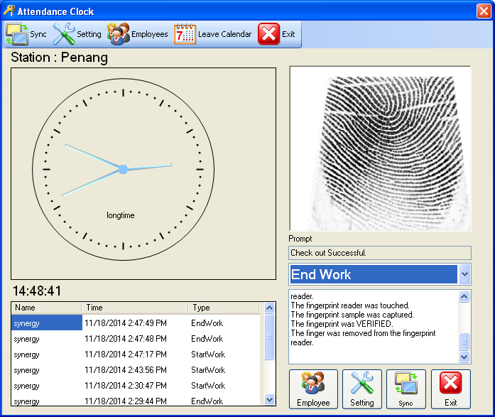 e-leave Check Out with Fingerprint