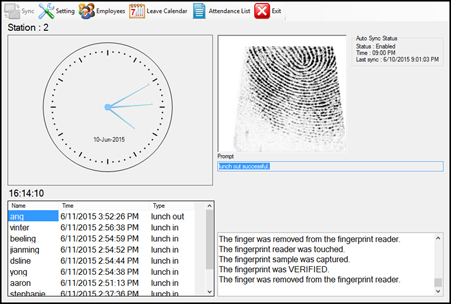 attendance system interface