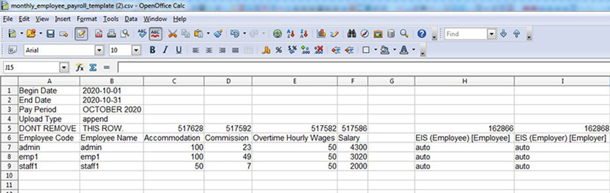 monthly employee payroll template