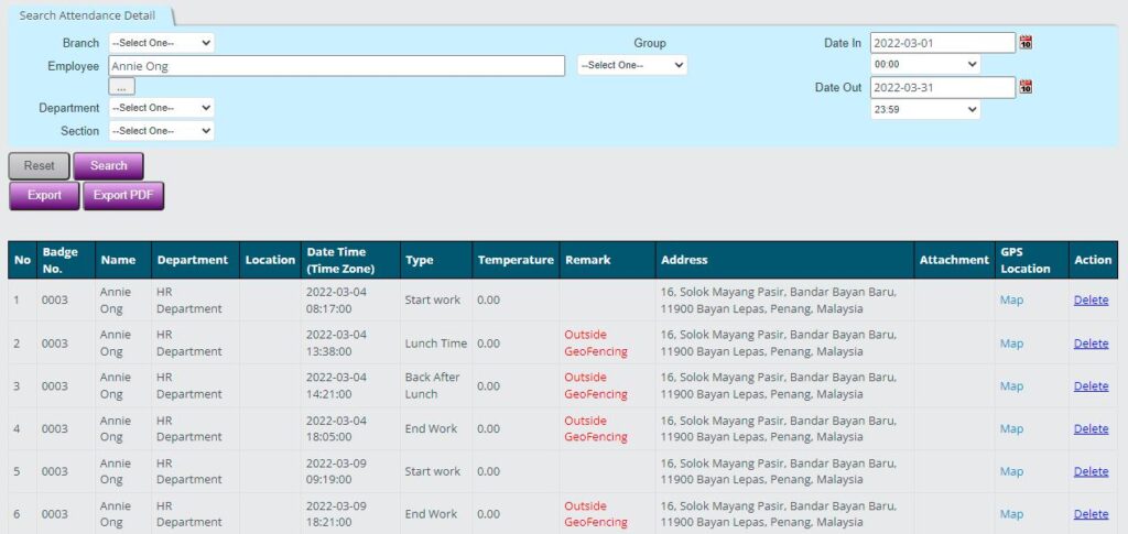 geo fencing report